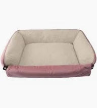 Dream Paws Velvet Dog Sofa Bed With Fold-Out Blanket Pink